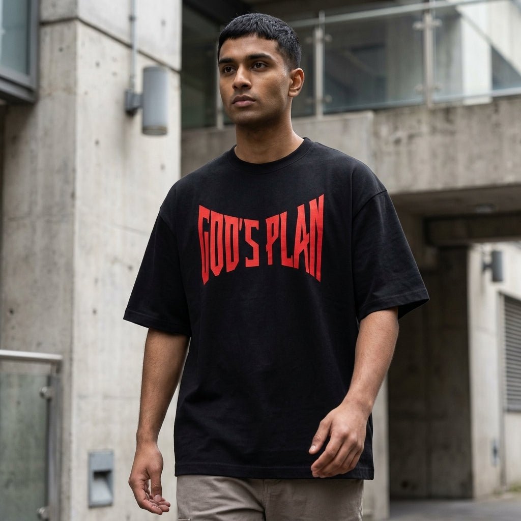 God's Plan | Waffle T-Shirt | Black - No Nazar